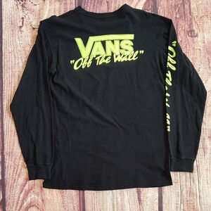 Vans Mens Black and Neon Off the Wall T Shirt
